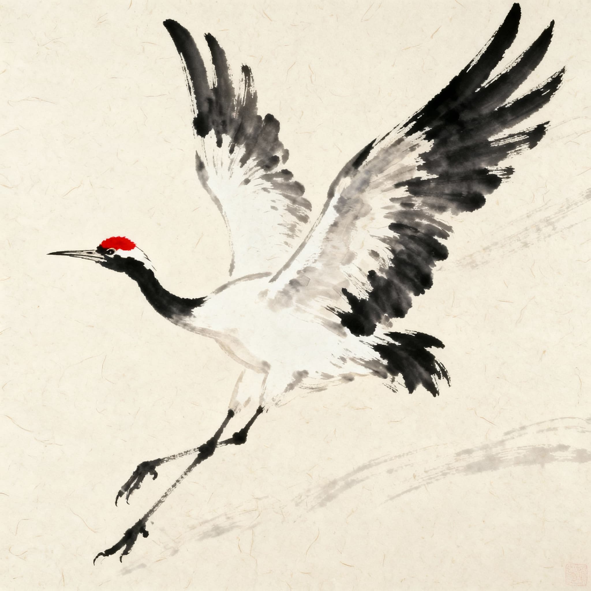 Crane taking off
